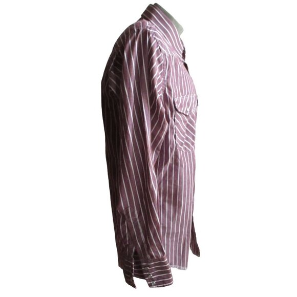 Wrangler Men's Purple Striped Casual Button Down Shirt - Picture 3 of 6